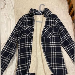 Fuzzy lined plaid flannel jacket